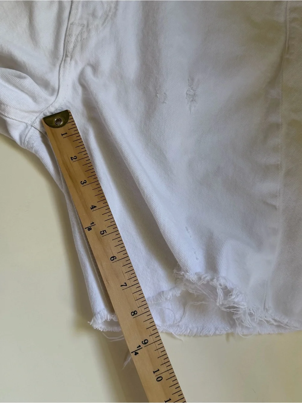 Grlfrnd Marjan Denim Long Shorts White Denim Distressed Bermuda Size 28